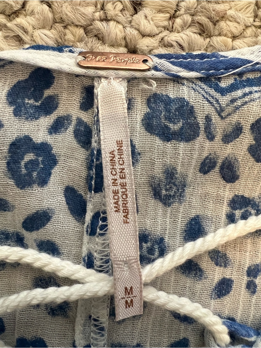 Free people Boho pheasant top -Size:M - Picture 6 of 8
